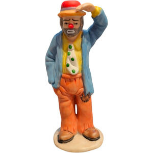 Vintage Flambro Clown Signed Ceramic 5.5" Figurine By Emmett Kelly Jr 1984